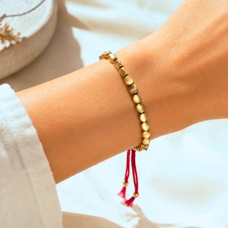 Kris Nature Heritage Tibetan Copper Bead Bracelet on Hand