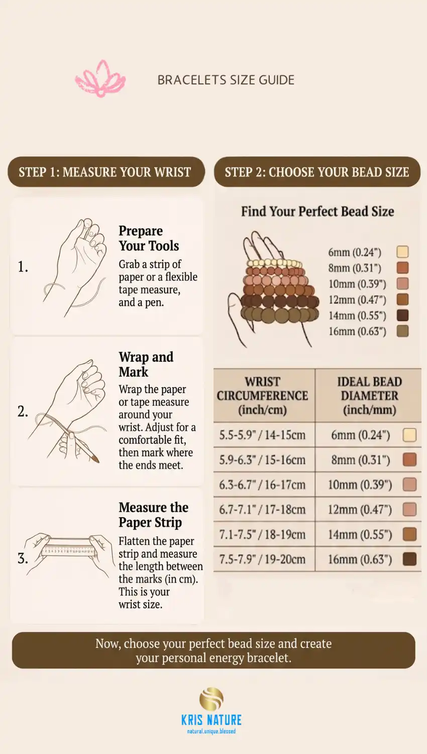 bracelets size guide kris nature