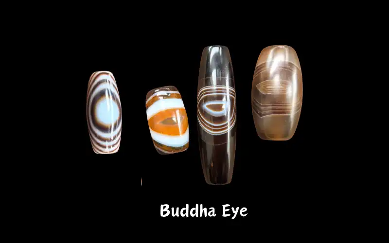 Natural Silk Agate Buddha Eye pattern close-up