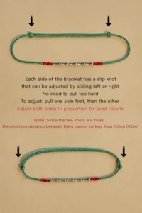 S925 Bamboo Joint Blessing Cord Bracelet - Adjustable Cord