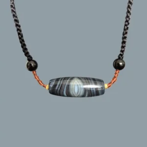 Phoenix Eye Silk Agate Necklace - Front View - Phoenix Eye Pattern