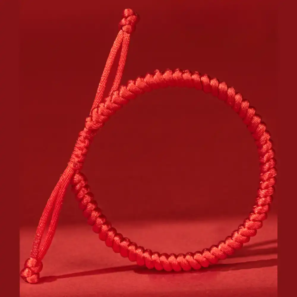 Tibetan Vajra knot red string bracelet, handmade lucky knot for daily wear