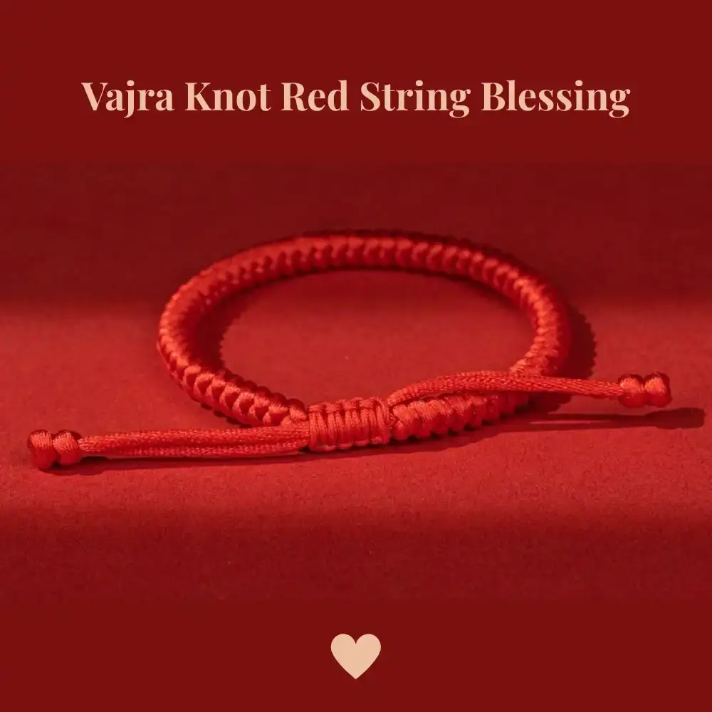 Vajra knot red string blessing bracelet, handmade lucky charm for protection